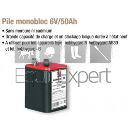 Pile monobloc 6V/50Ah pour électrificateur hobbygard B et equistop B