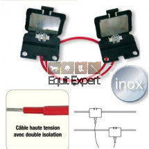 Câble inter-lignes avec plaques inox clipsée pour ruban de 10 à 20mm. (sachet de 2)