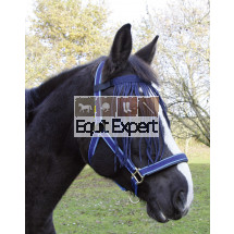 Protection anti-insectes à franges noir ou bleu en nylon pour les chevaux ou Poney.